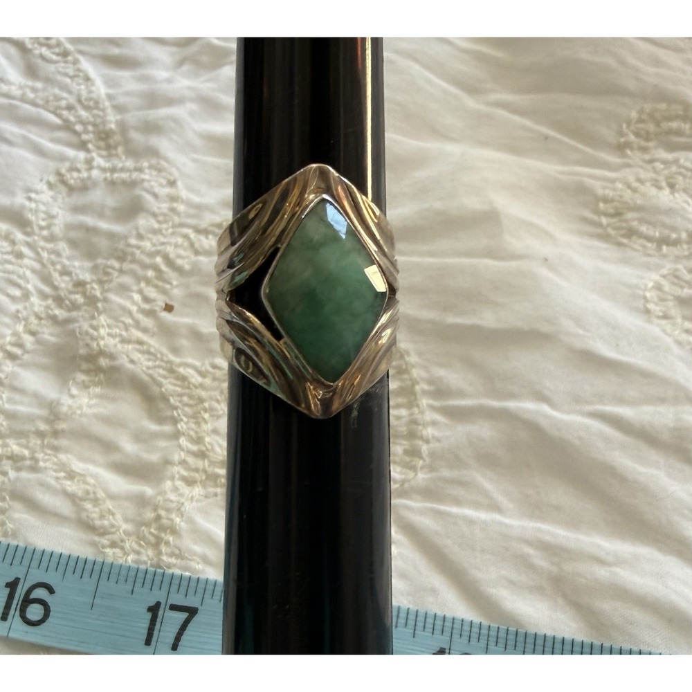 Jay King Desert Rose Trading 925 Silver Chalcedony Diamond Shape Wide Ring 6